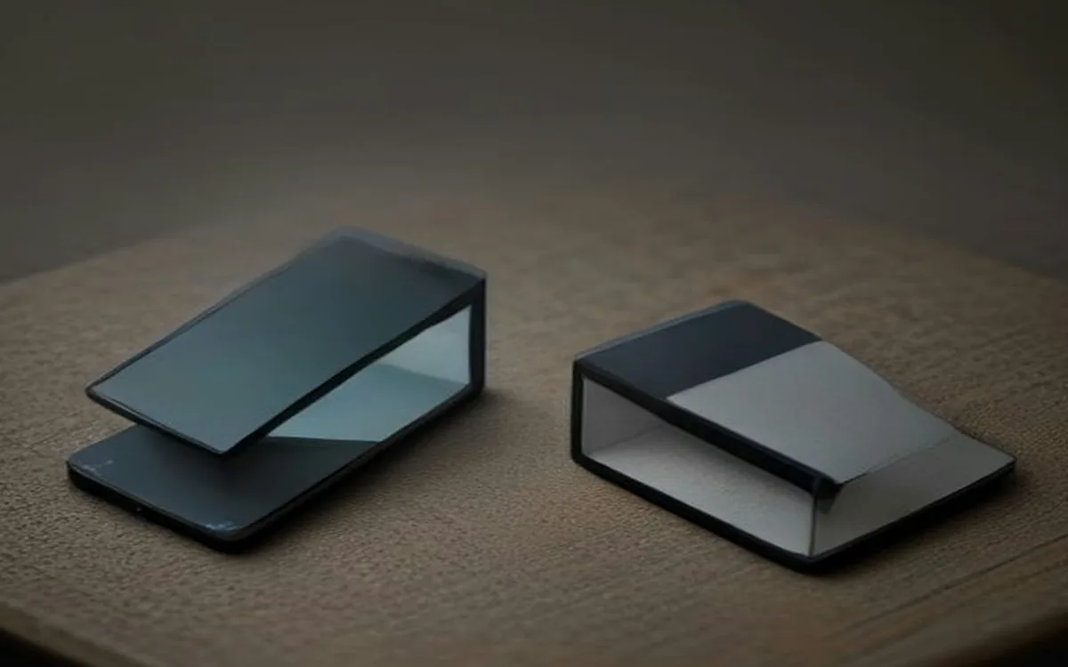 Two phones side by side on a dark table, one lit and one dark