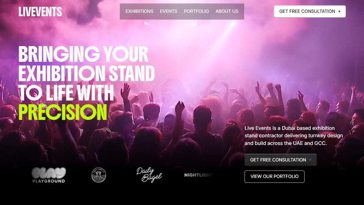 Live Events - live website we built