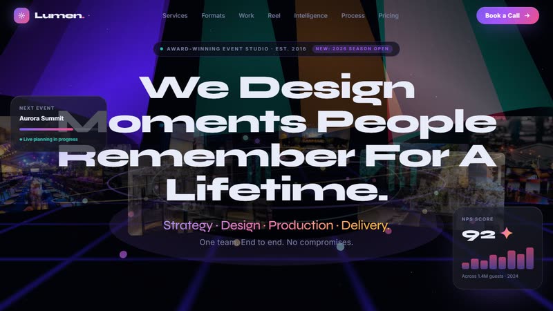 Premium Event Management 2 - live website we built