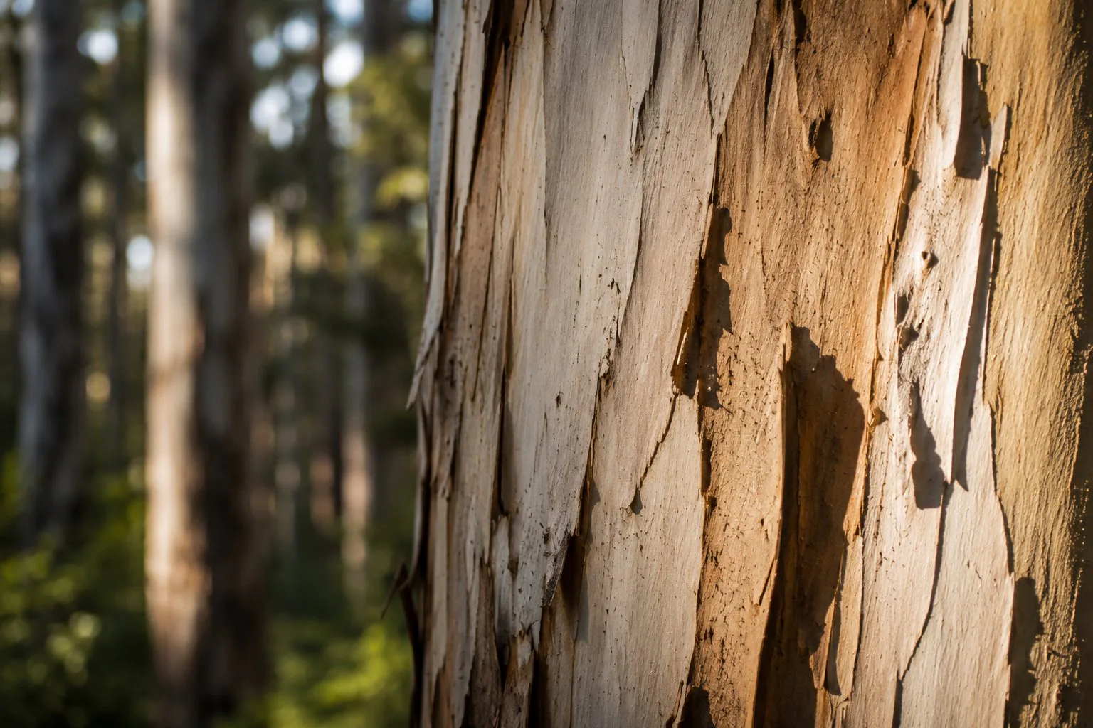 Close up of tree bark from surrounding forest that was used to build the house. 